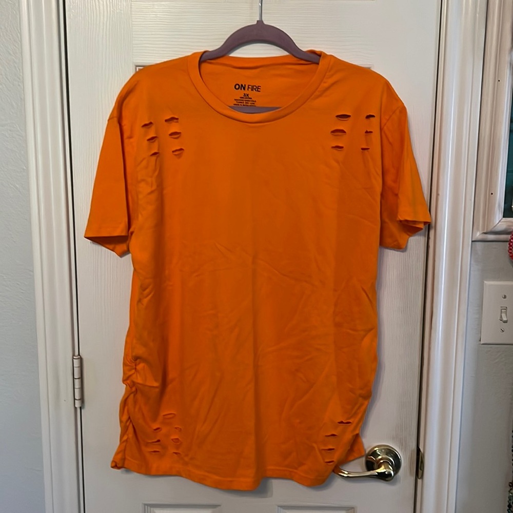 Orange, Laser cut, with gathered sides T-shirt.